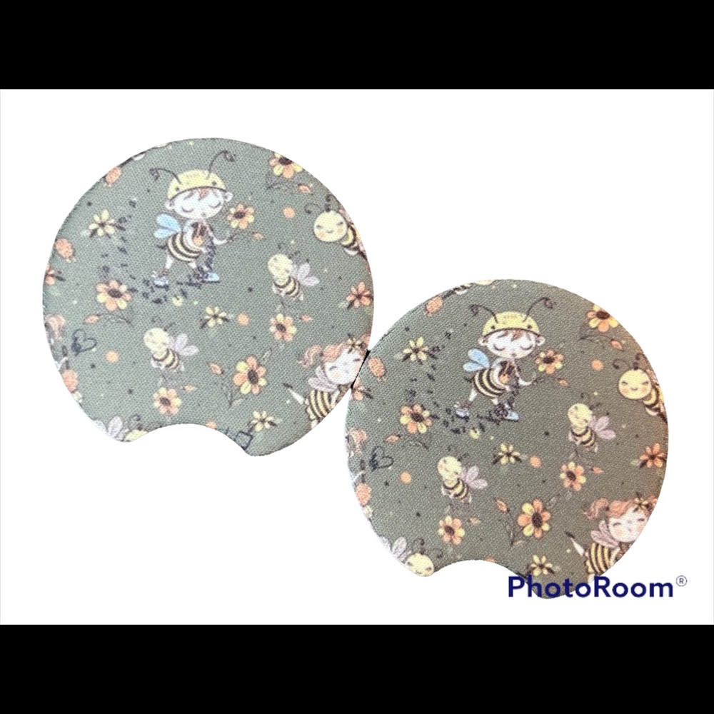 Girl Bee Set Of 2 Car Cup Coasters New